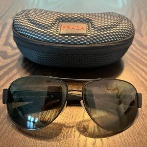 Prada Aviator Black Frame Polarized SPS51H Sunglasses